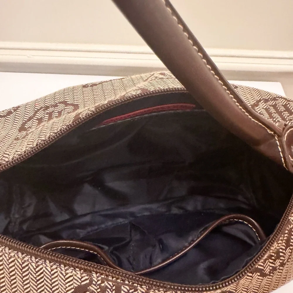 Vtg‎ Y2K Tommy Hilfiger Logo Brown Purse Shoulder Bag Fall Herringbone EUC